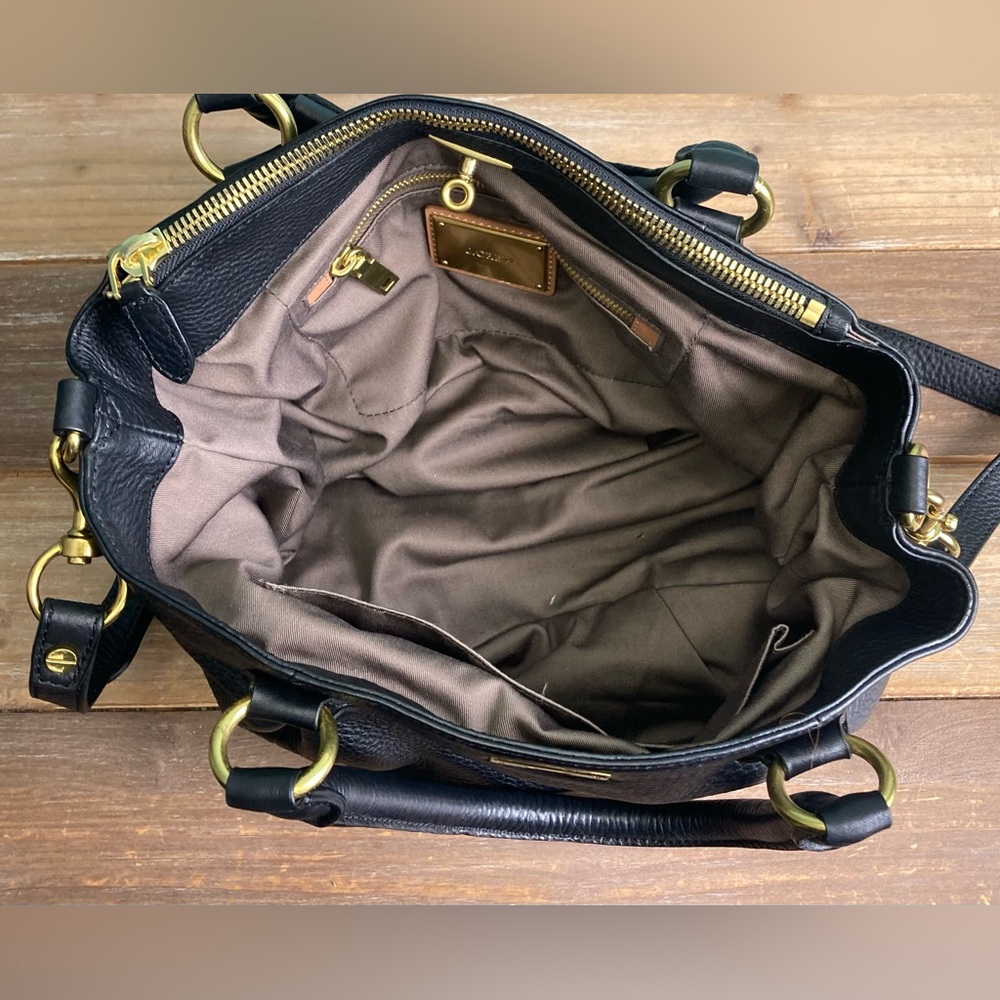 J. Crew Black Leather Turn Lock Satchel Bag - Picture 8 of 12
